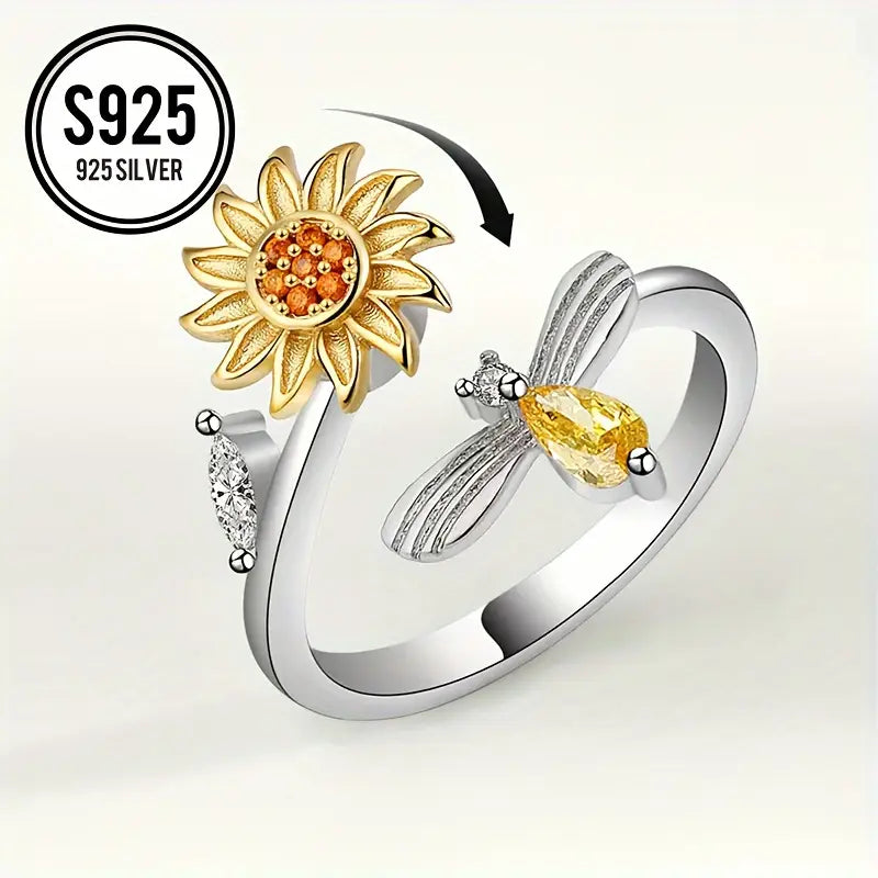 Anillo Giratorio Girasol – Estilo y Serenidad al Alcance de tu Mano