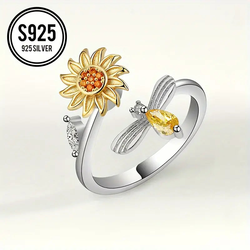 Anillo Giratorio Girasol – Estilo y Serenidad al Alcance de tu Mano